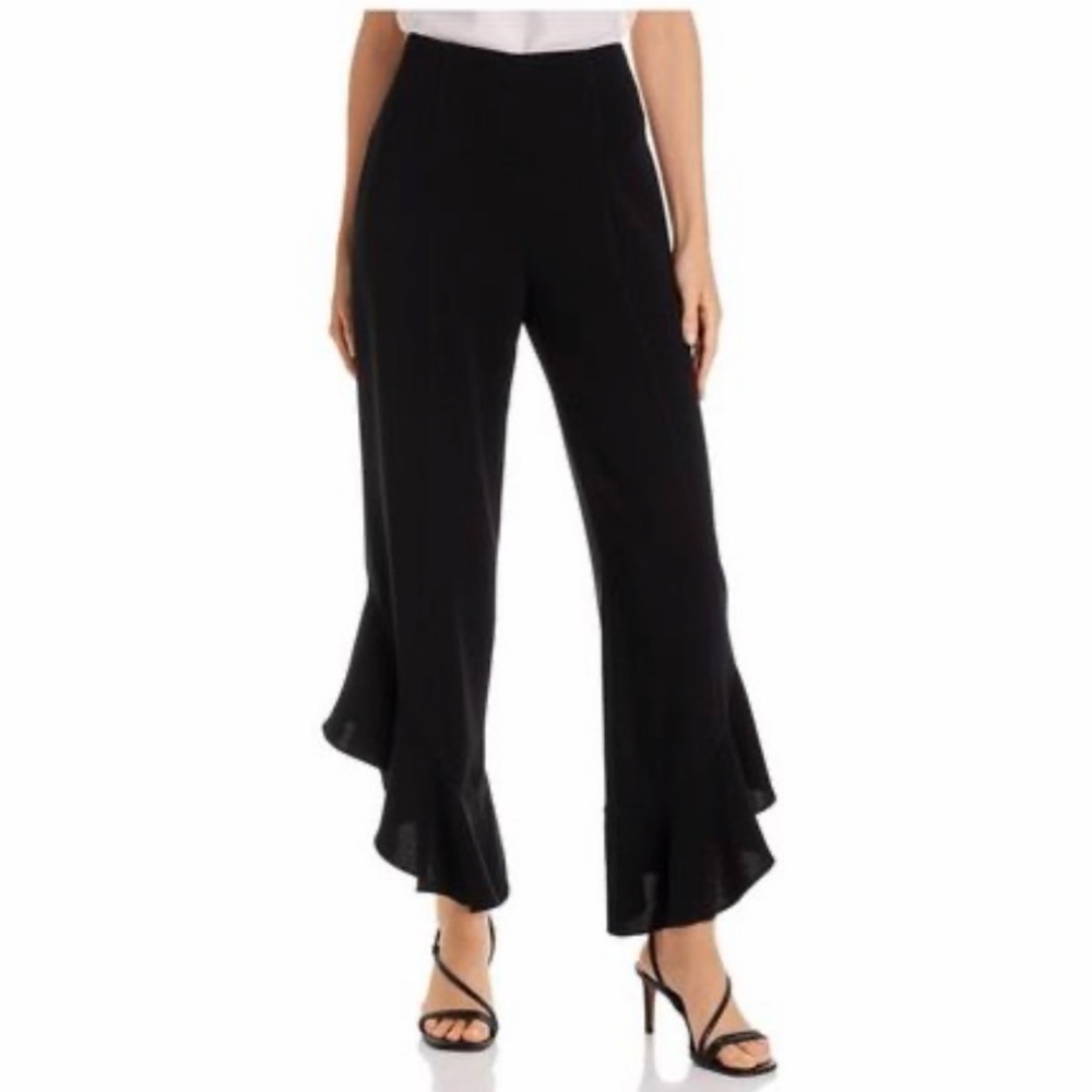 Black Ruffle Hem Pants